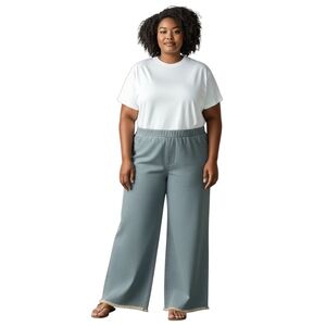 Eileen Fisher Plus 3X Jeans Organic Cotton Straight Leg Frayed Hem NWT Ret $278